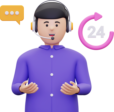 3d Male customer care agent available 24 hours illustration